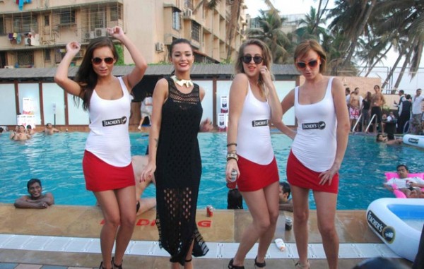 Neha Dhupia & Amy Jackson At Teachers Scotch Pool Party